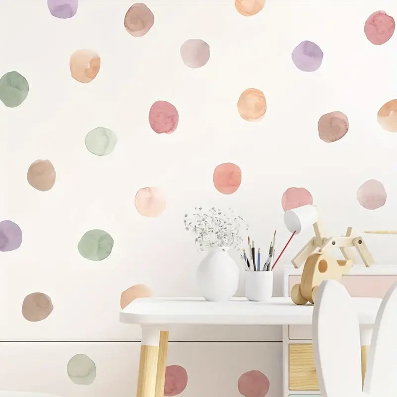 Watercolour Polka Dots Nursery Wall Stickers