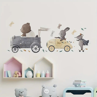 Animal Driver Nursery Wall Stickers - Nursery Stickers