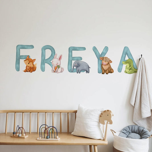 Cartoon Animal Personalised Names Wall Stickers - Nursery Stickers