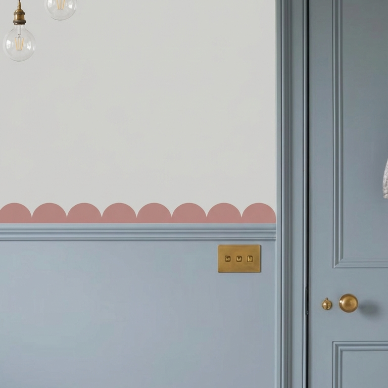 Block Coloured Scalloped Border Decal Wall Sticker