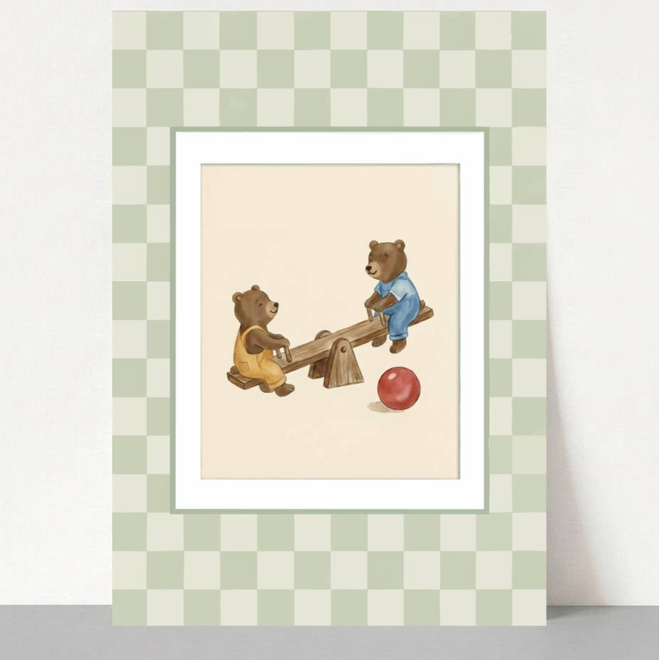 Seesaw Bears Nursery Print