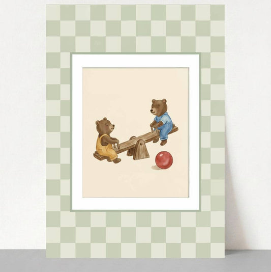 Seesaw Bears Nursery Print