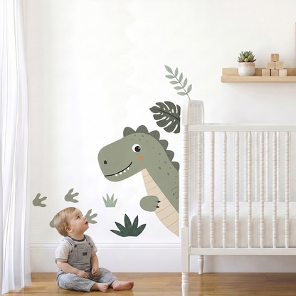 Peeking Dinosaur Nursery Wall Sticker