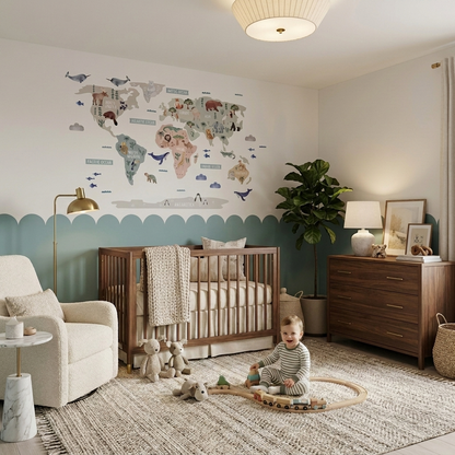 Animal World Map Nursery Wall Sticker