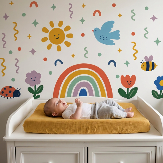 Happy Days Rainbow & Garden Nursery Wall Stickers