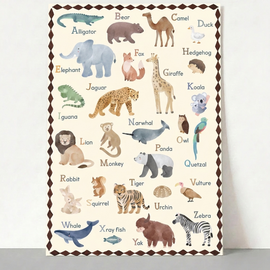 ABC Animal Friends Nursery Print