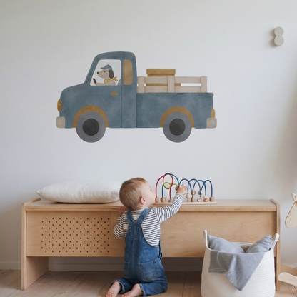 Little Blue Adventure Truck Nursery Wall Sticker
