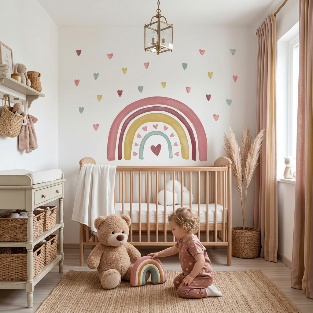 Loving Heart Rainbow Nursery Wall Sticker