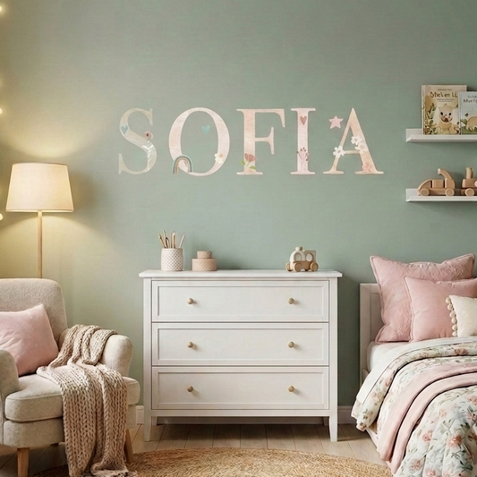 Rainbow Garden Personalised Names Nursery Wall Stickers