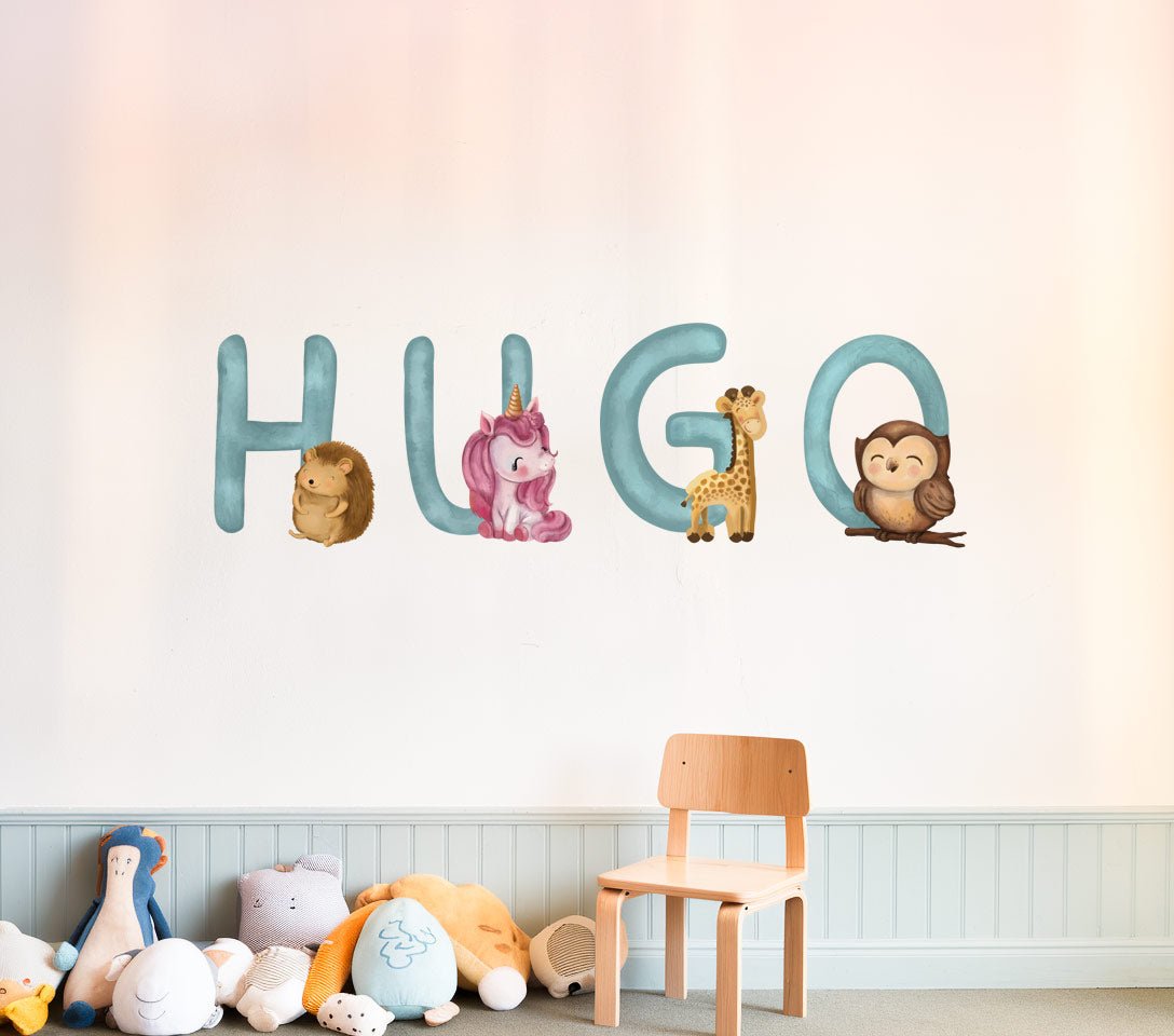 Cartoon Animal Personalised Names Wall Stickers - Nursery Stickers