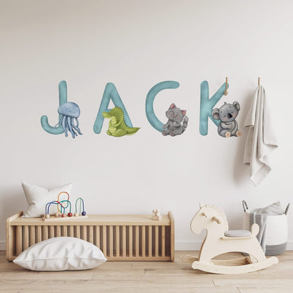 Cartoon Animal Personalised Names Wall Stickers - Nursery Stickers