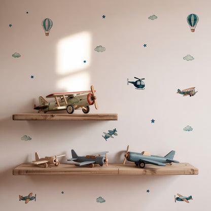 Airplane & Cloud Nursery Wall Stickers