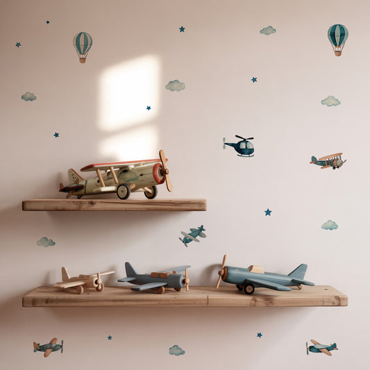 Airplane & Cloud Nursery Wall Stickers