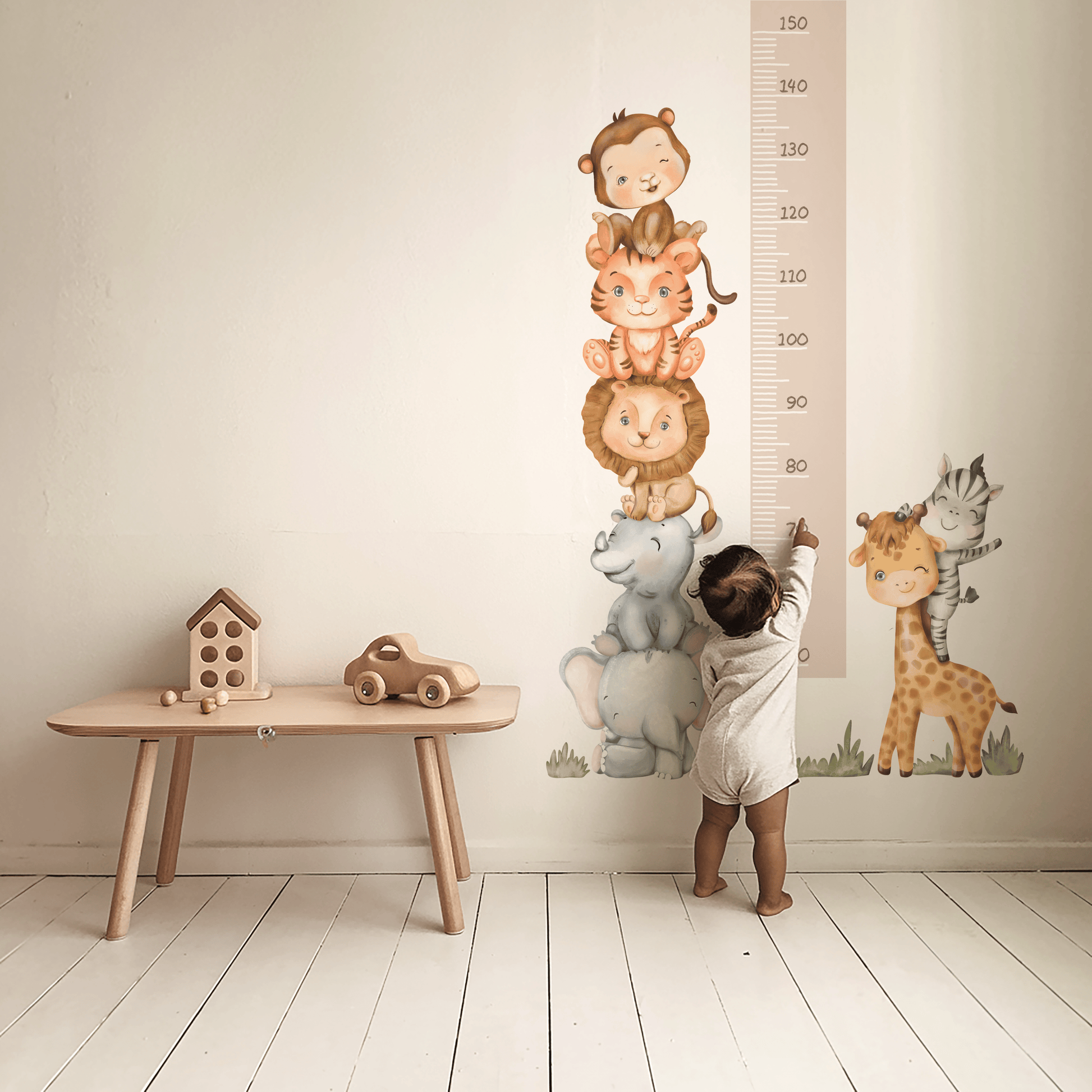 Safari Friends Height Chart Nursery Wall Sticker - Nursery Stickers