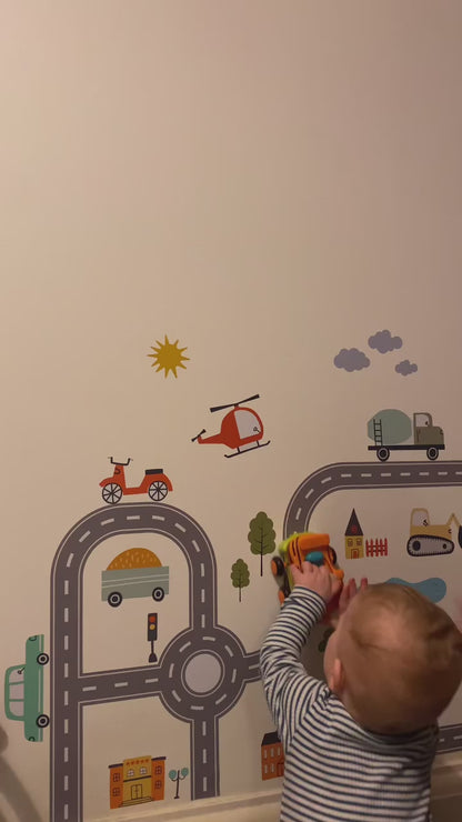 City Street Transport Vehicles Nursery Wall Stickers